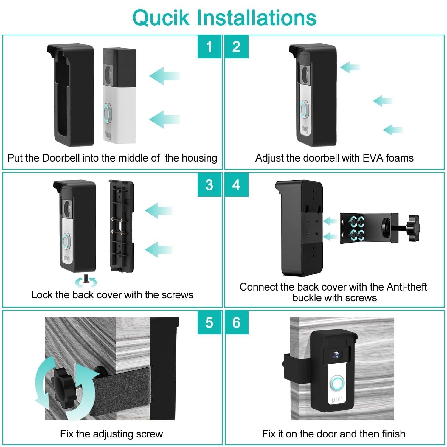 Universal Anti-Theft Overhead Bracket For Blink / Google Ring Doorbell - Adjustable-1915197882428952578