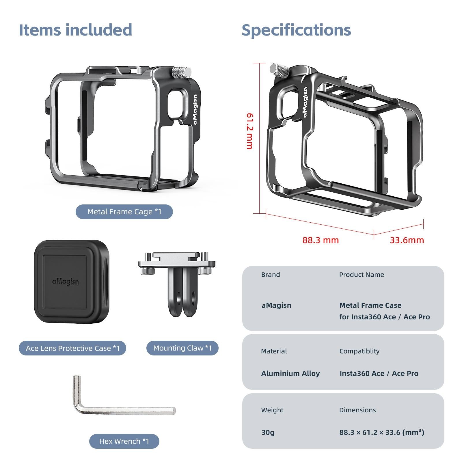 Metal Rabbit Cage Protective Frame For Insta360 Ace Pro / Ace Amagisn-1915197476332244995