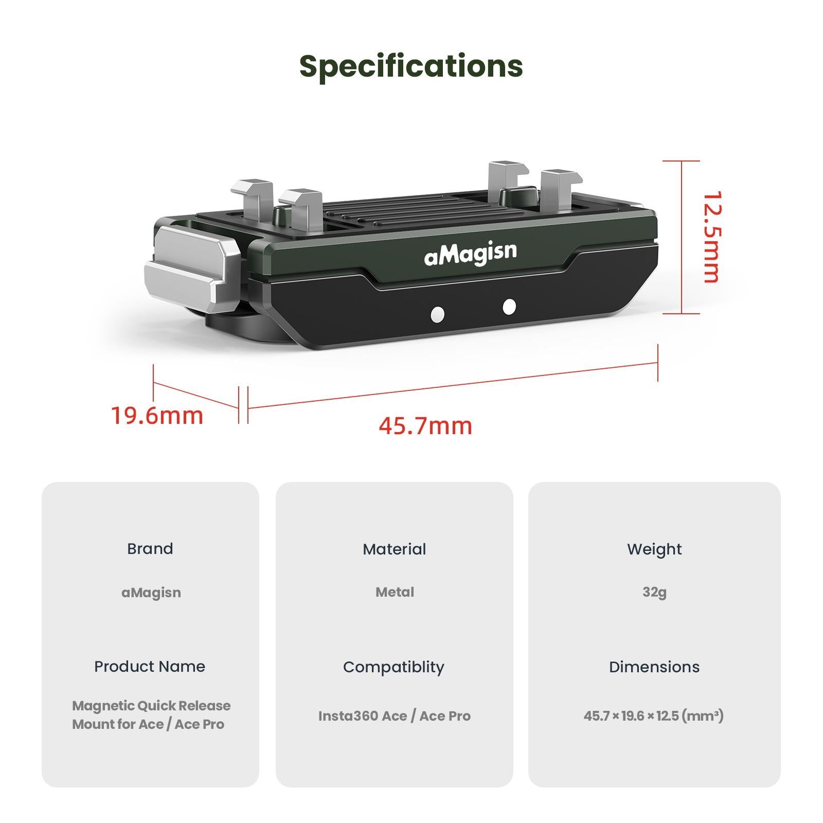 Amagisn Magnetic Quick Release For Insta360 Ace Pro Sports Camera-1915197671501598723