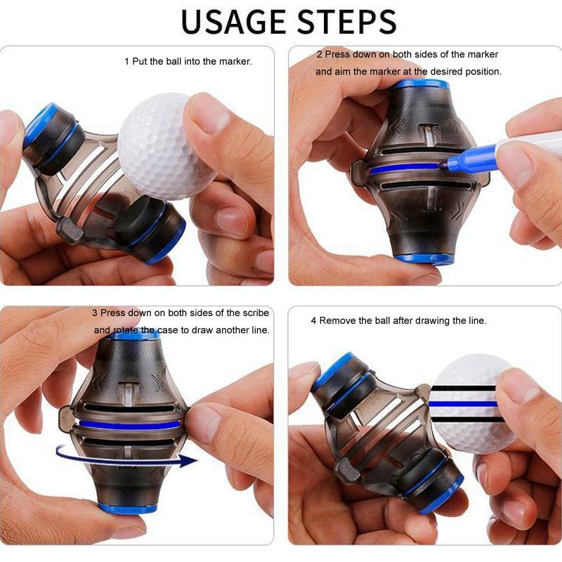 360-Degree Rotatable Golf Ball Scriber With 2 Pens - Draw Five Lines-1964932186717163527