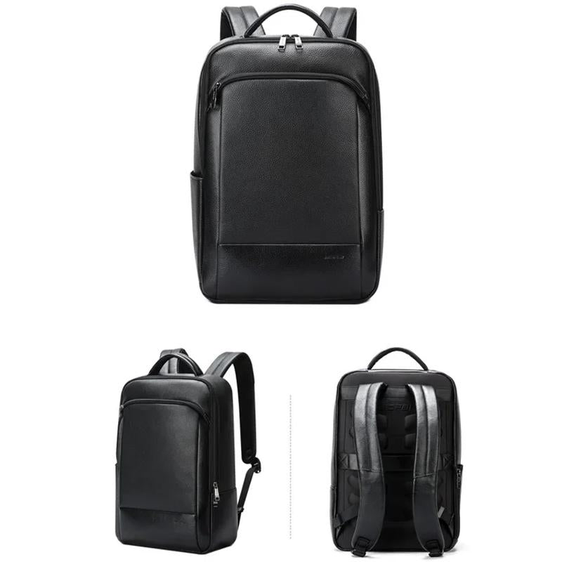 Large Business Laptop Backpack In First-Layer Cowhide - Black-1915196844770725889