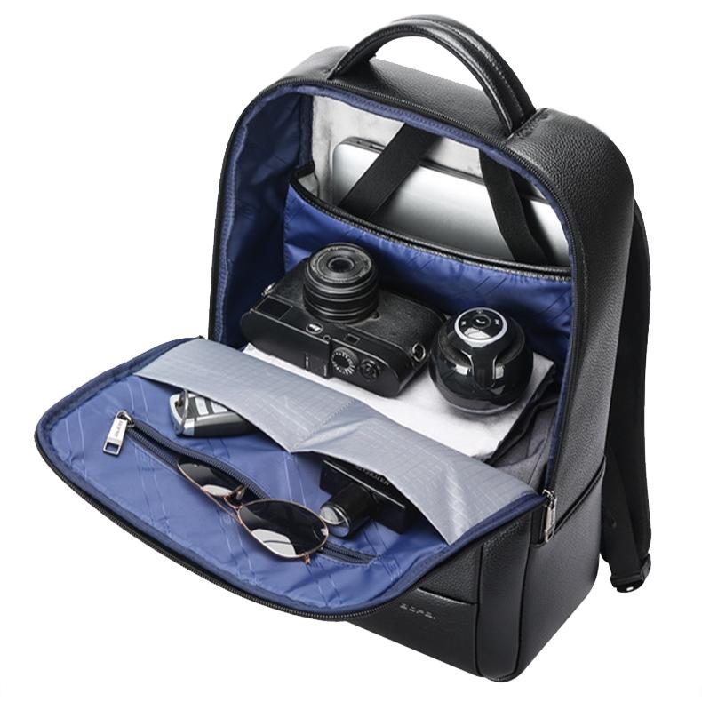 Large Business Laptop Backpack In First-Layer Cowhide - Black-1915196844770725892