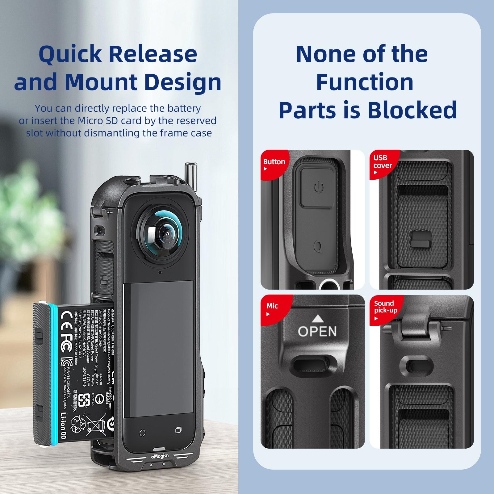 Amagisn Metal Protective Housing For Insta360 X4 With 2 Claws And Rabbit Cage-1915197938431299589