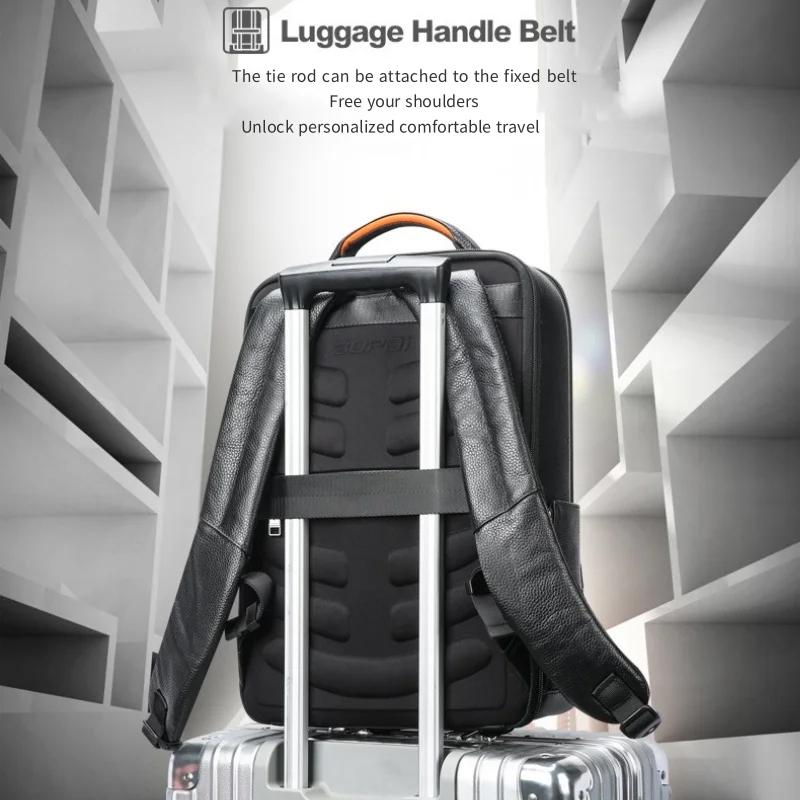 Large Capacity Cowhide Laptop Backpack With Usb & Type-C Port-1915196889955962887