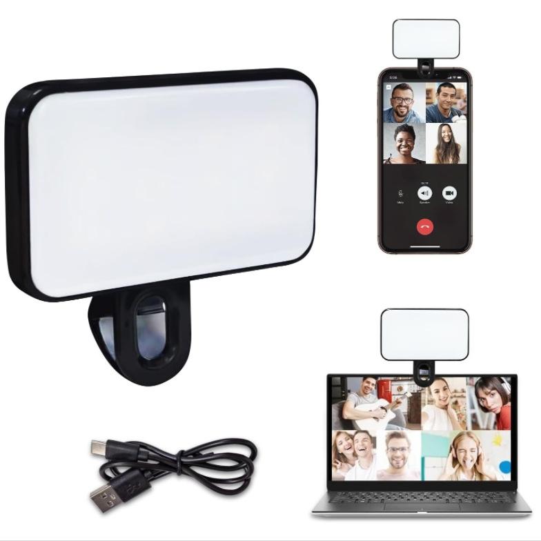 Rechargeable Selfie Light For Phone Laptop Tablet - Black-1943465051562315785