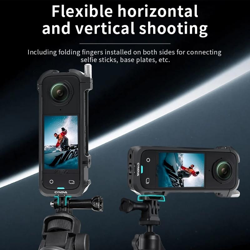 Metal Rabbit Cage & Lens Cover Set For Insta360 X4 - Black-1922443473110306819