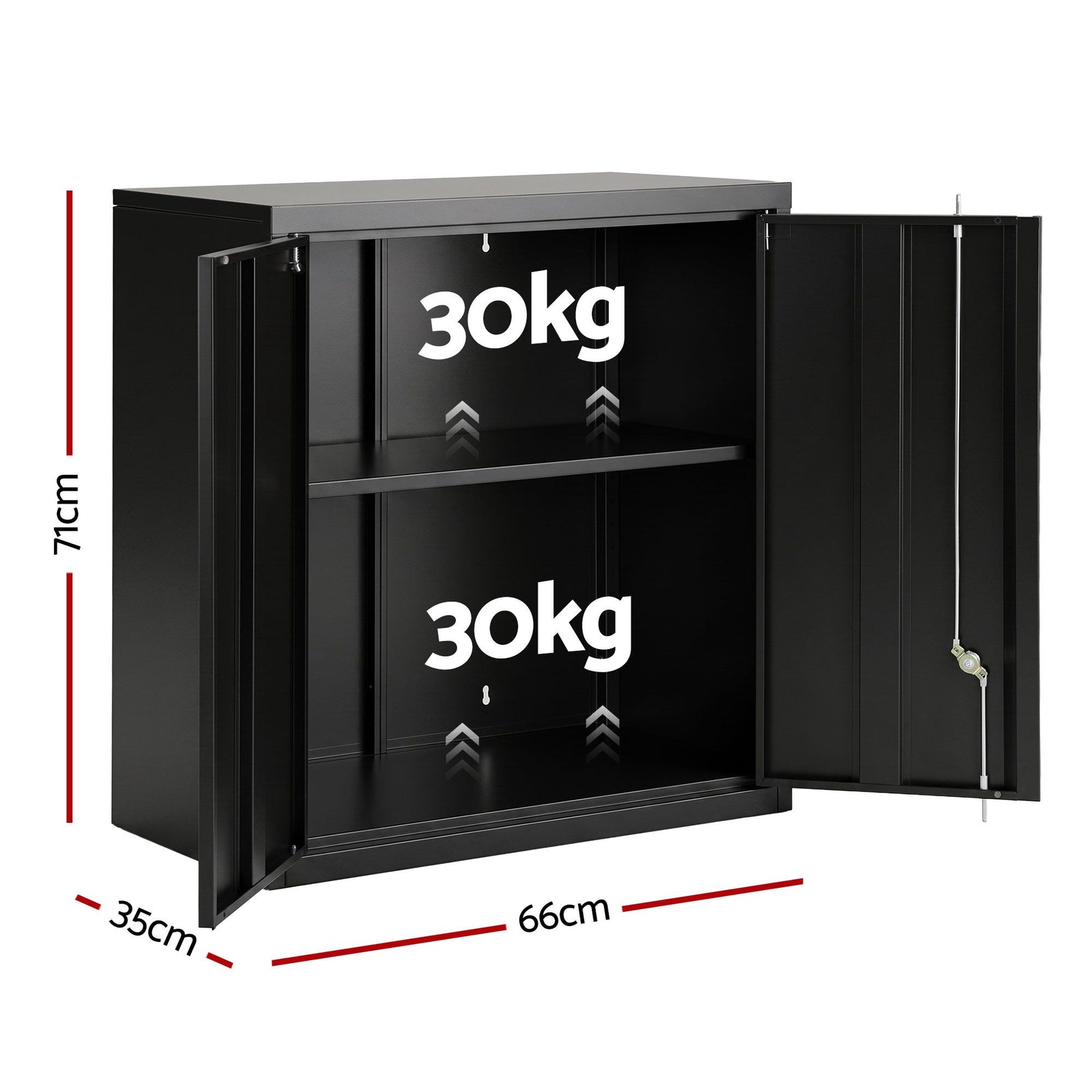 Giantz Steel Tool Cabinet Wall Mount Adjustable Shelf Garage Storage Lockable Black