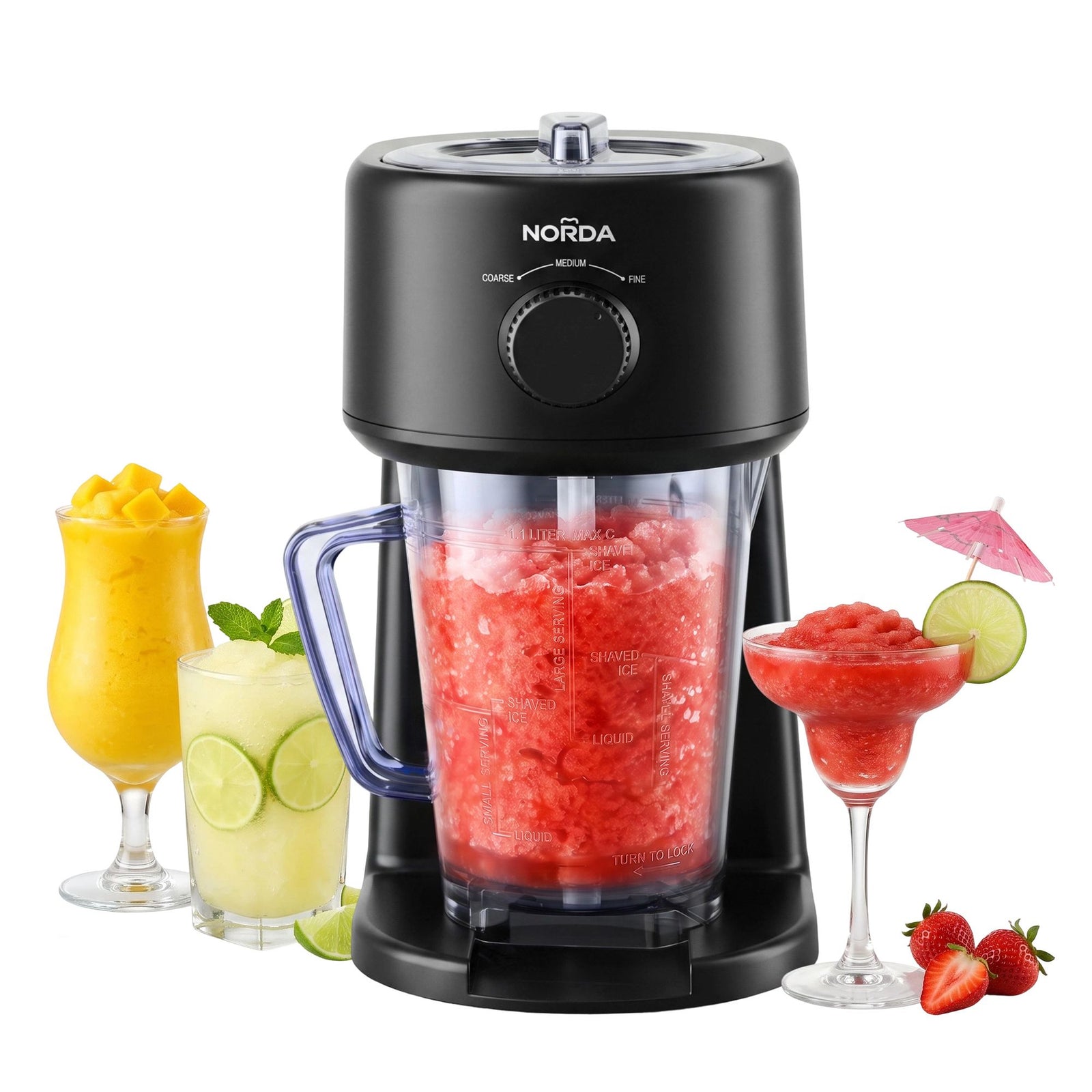 NORDA 1.1L Slushie Machine Shaved Ice Maker 3 Texture Levels Black