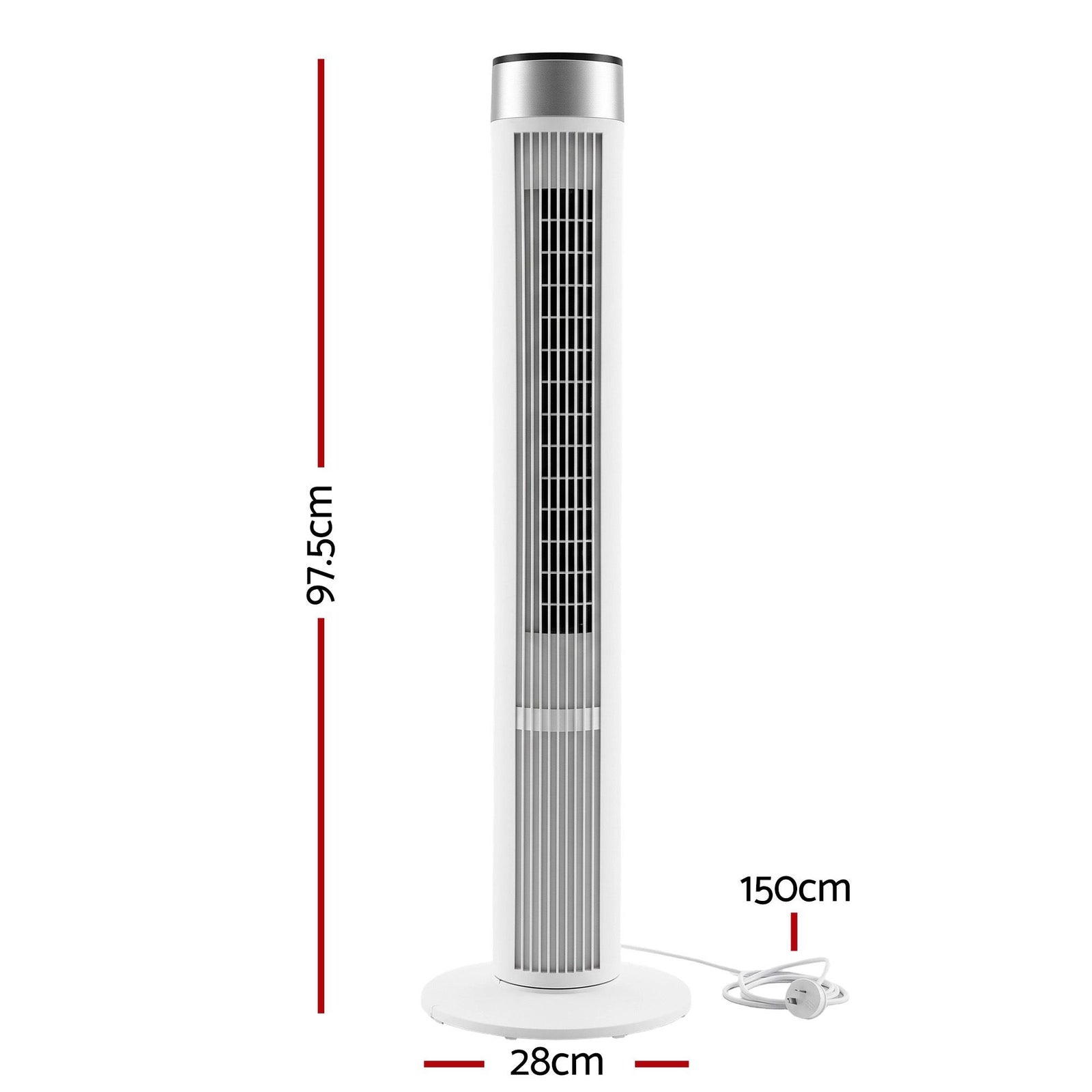Devanti Tower Fan with Remote Control, 3 Speed 3 Mode 7.5h Timer, White