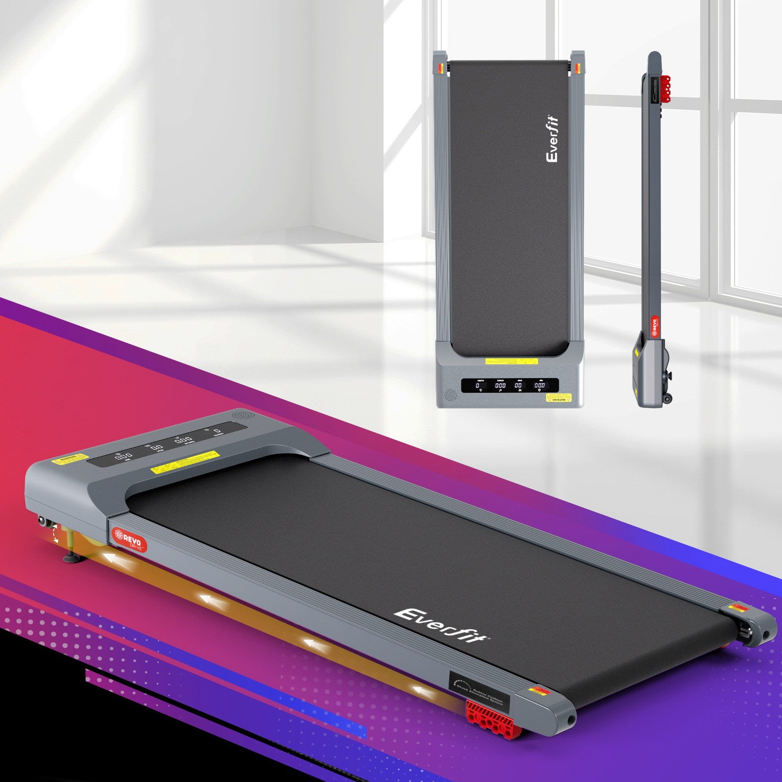 Everfit Treadmill Electric Walking Pad Incline Under Desk Home Gym 380mm Grey