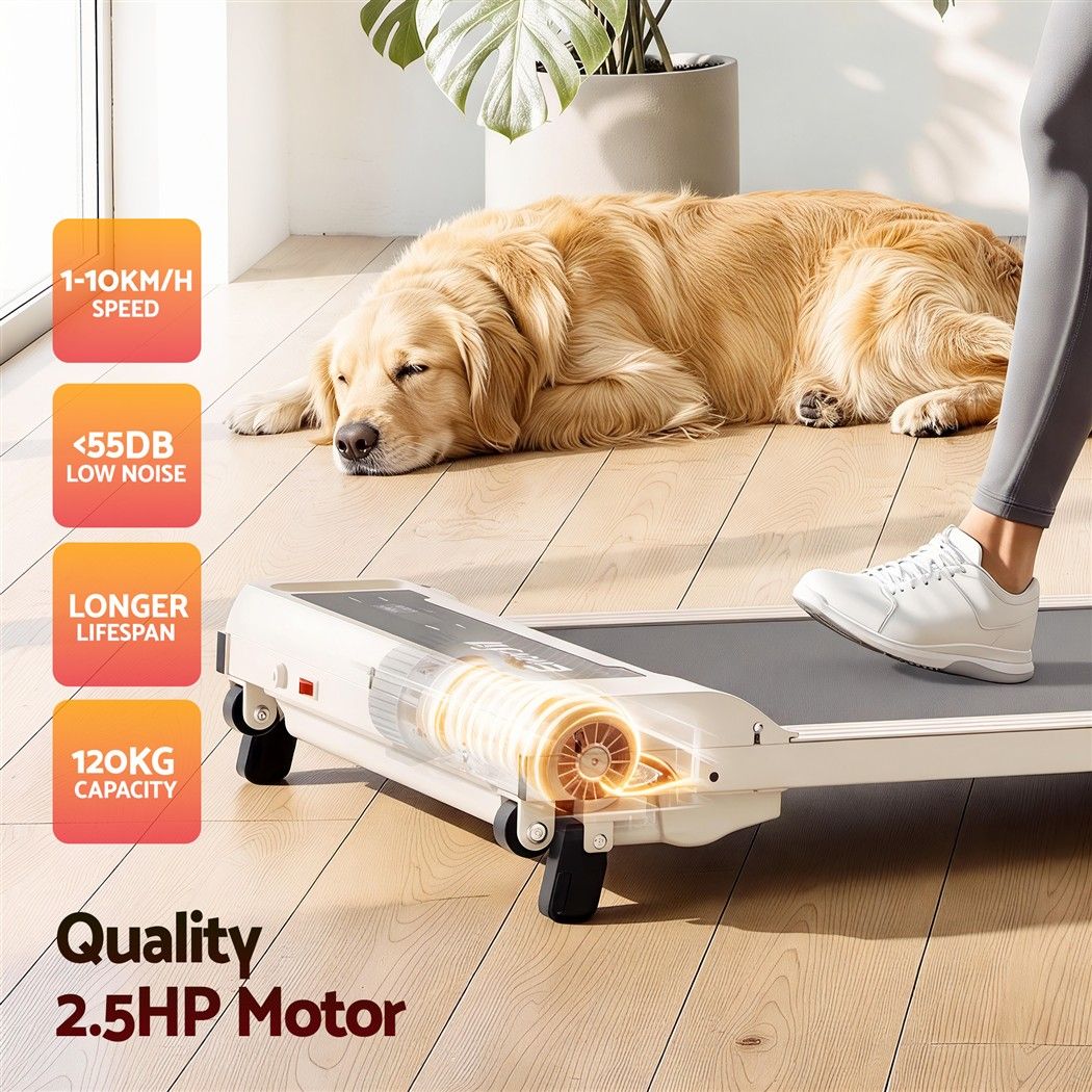 Everfit 3 in 1 Walking Pad Treadmill 12% Incline Under Desk Treadmills for Home Gym 40cmBelt Beige