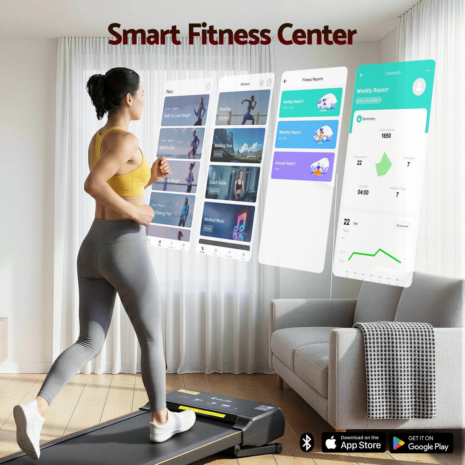 Everfit 3 in 1 Walking Pad Treadmill 20% Auto Incline Under Desk Treadmills for Home Gym With 40cm Wide Belt