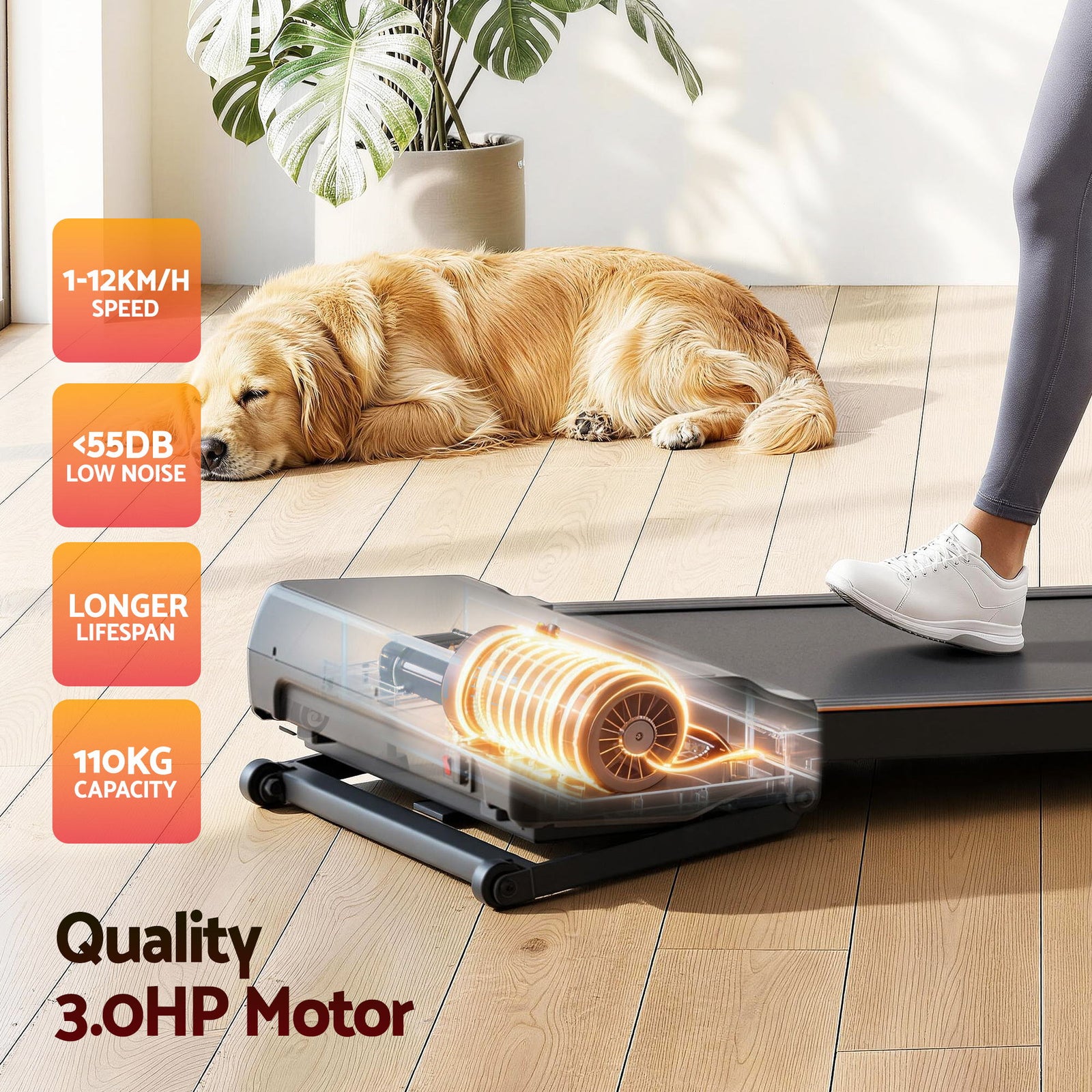 Everfit 3 in 1 Walking Pad Treadmill 20% Auto Incline Under Desk Treadmills for Home Gym With 40cm Wide Belt