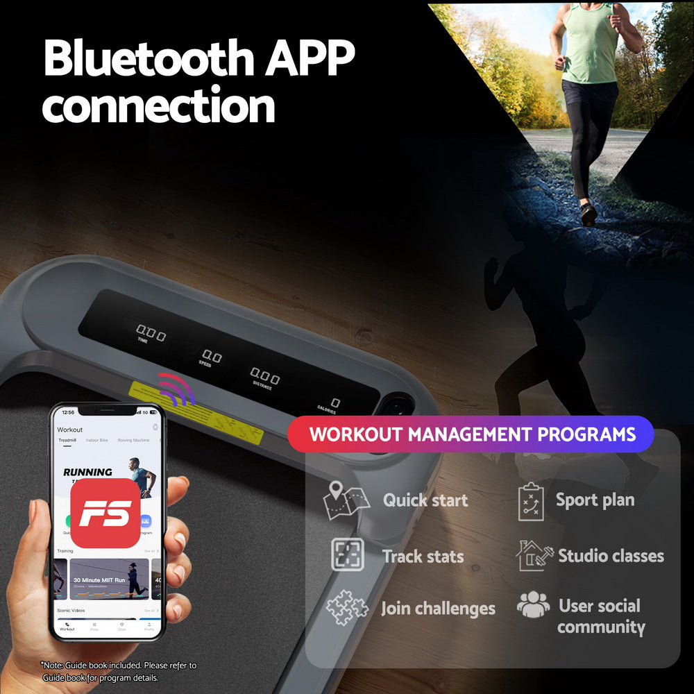 Everfit Treadmill Electric Walking Pad with Incline Under Desk Home Gym Grey