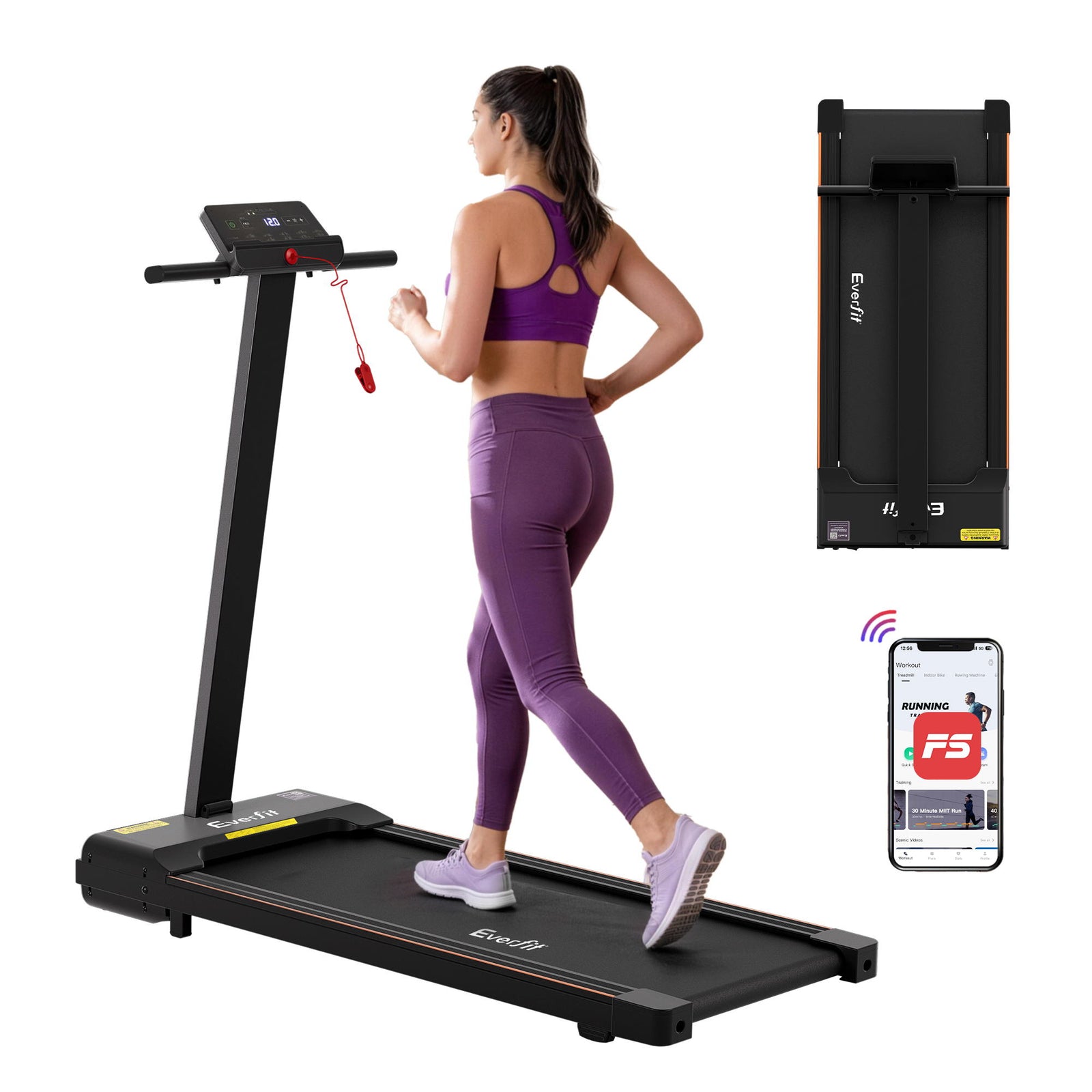 Everfit Walking Pad Treadmill 2 in 1 Foldable for Home Gym 40cm Wide Belt 12 Programs with App