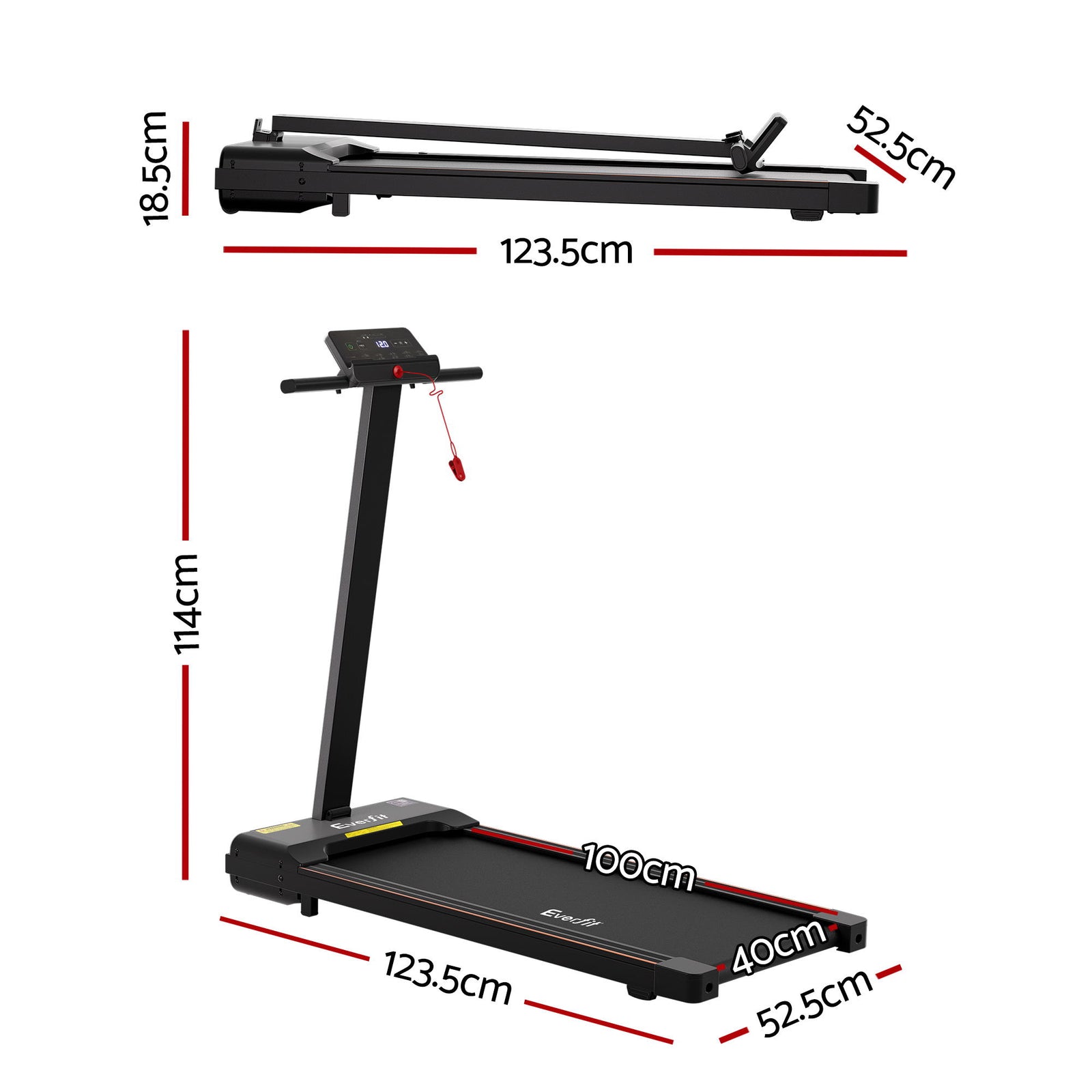 Everfit Walking Pad Treadmill 2 in 1 Foldable for Home Gym 40cm Wide Belt 12 Programs with App