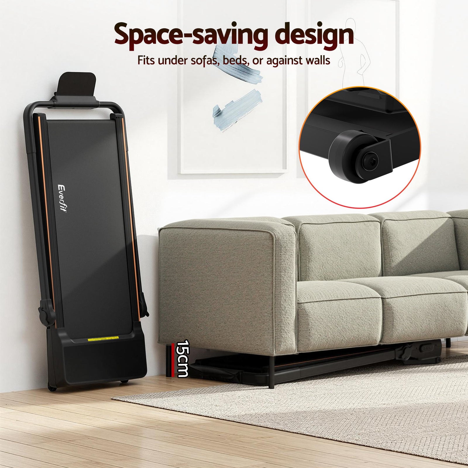 Everfit 3 in 1 Walking Pad Treadmill 20% Auto Incline Under Desk Foldable Treadmills for Home With 40cm Wide Belt