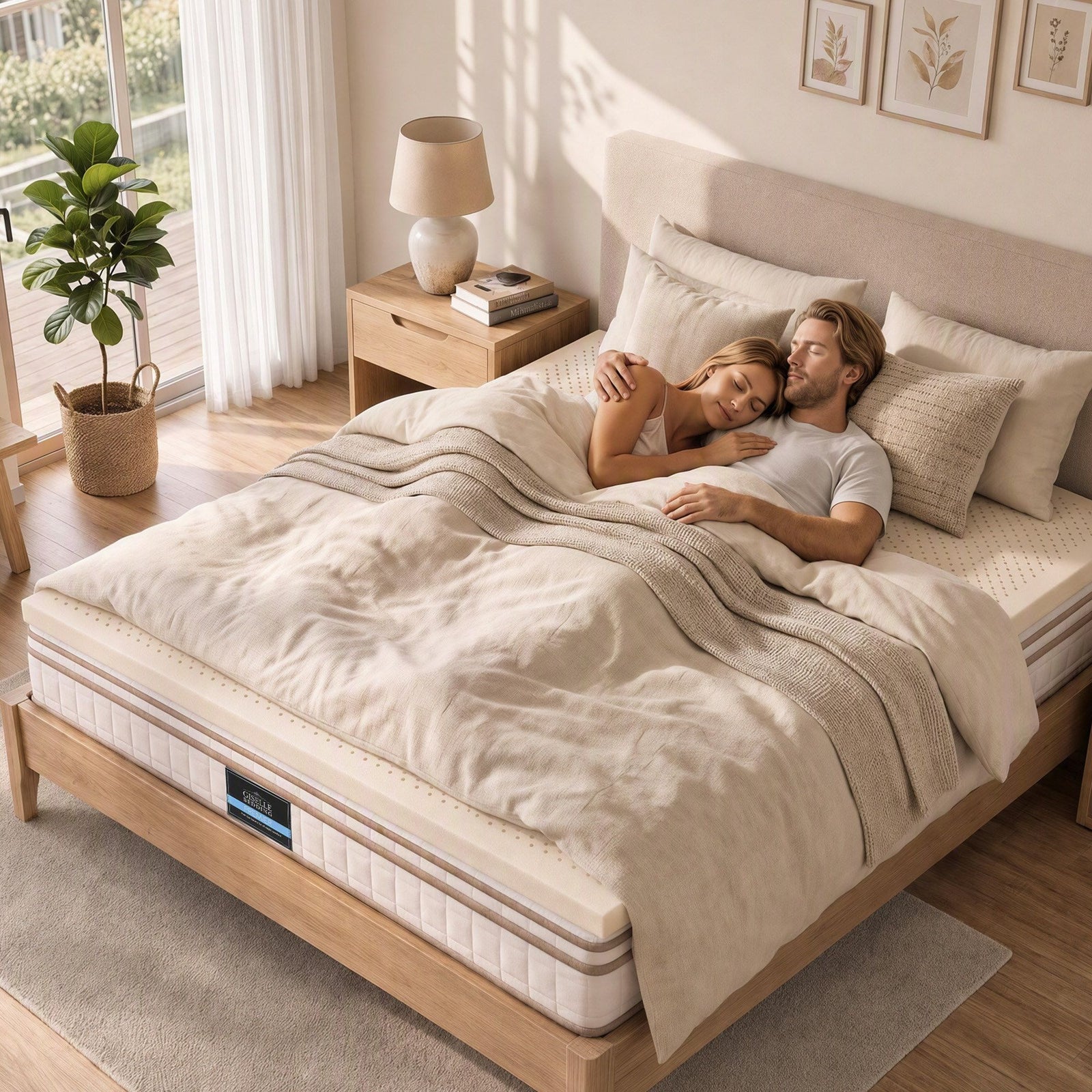 Giselle Bedding Double Latex Mattress Topper 7-Zone Natural Latex Core Breathable 5cm
