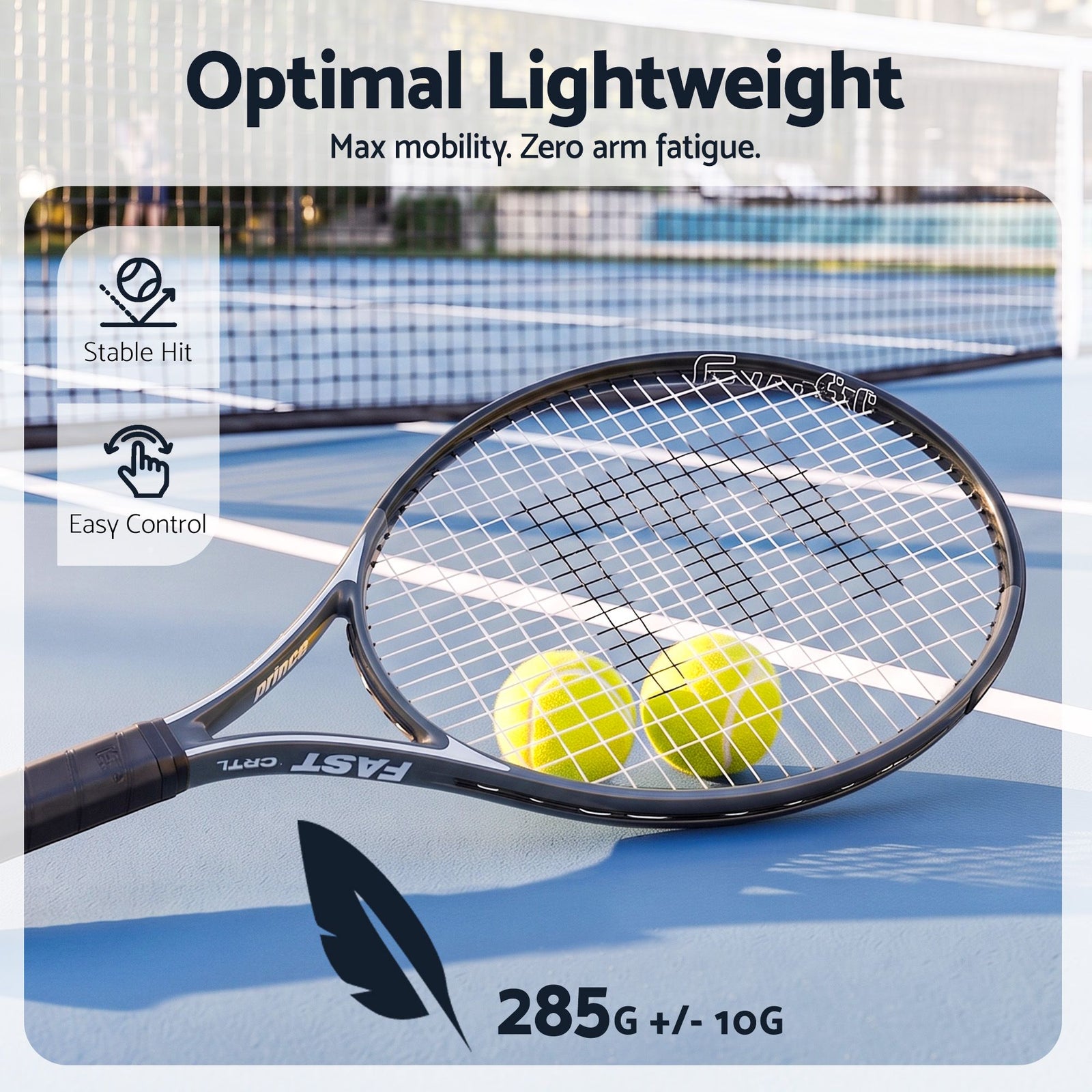 Everfit Tennis Racket Set 2 Pack 27 Inch Lightweight Cushioned Grip for Adults Black