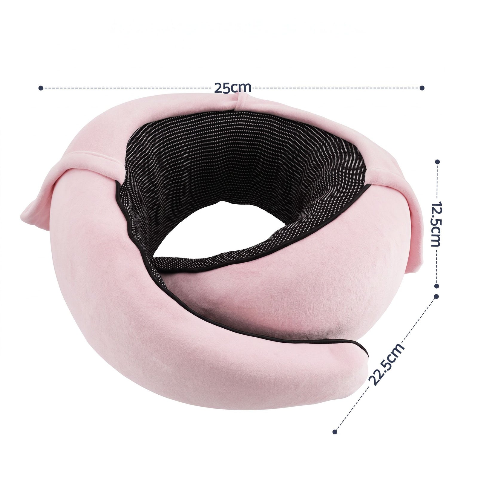 Wanderlite Hooded Travel Neck Pillow for Airplane Memory Foam with Eye Mask Earplugs, Pink