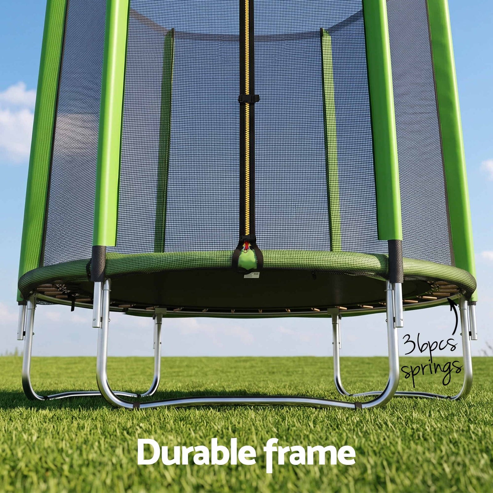 Everfit 6FT Kids Trampoline Round Rebounder with Enclosure Net Green