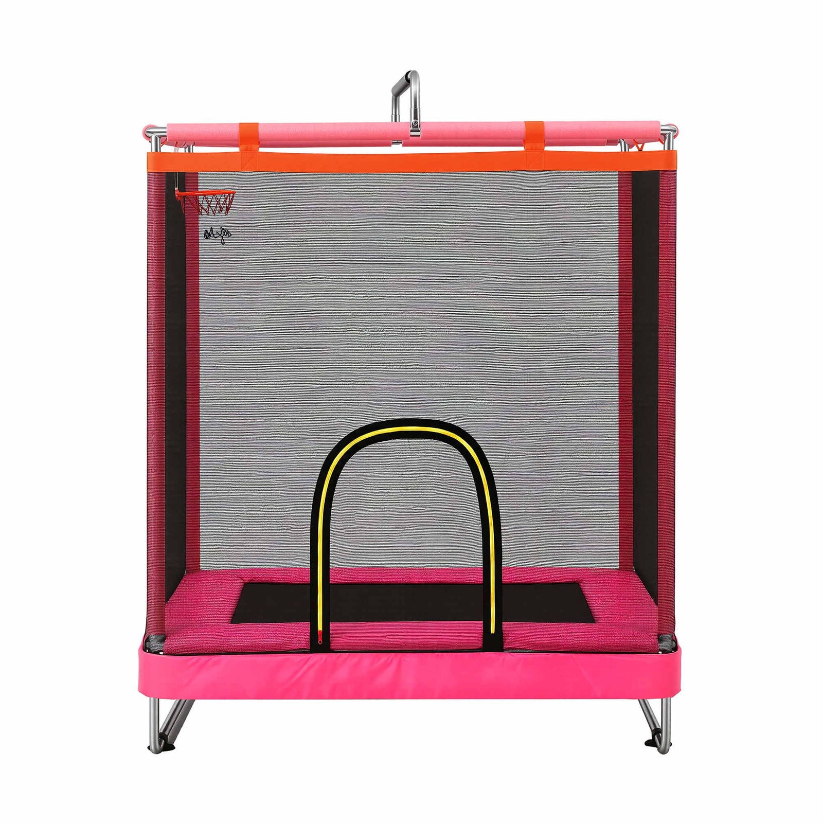 Everfit Kids 4.5FT Trampoline Rectangle Rebounder with Basketball Hoop Pink
