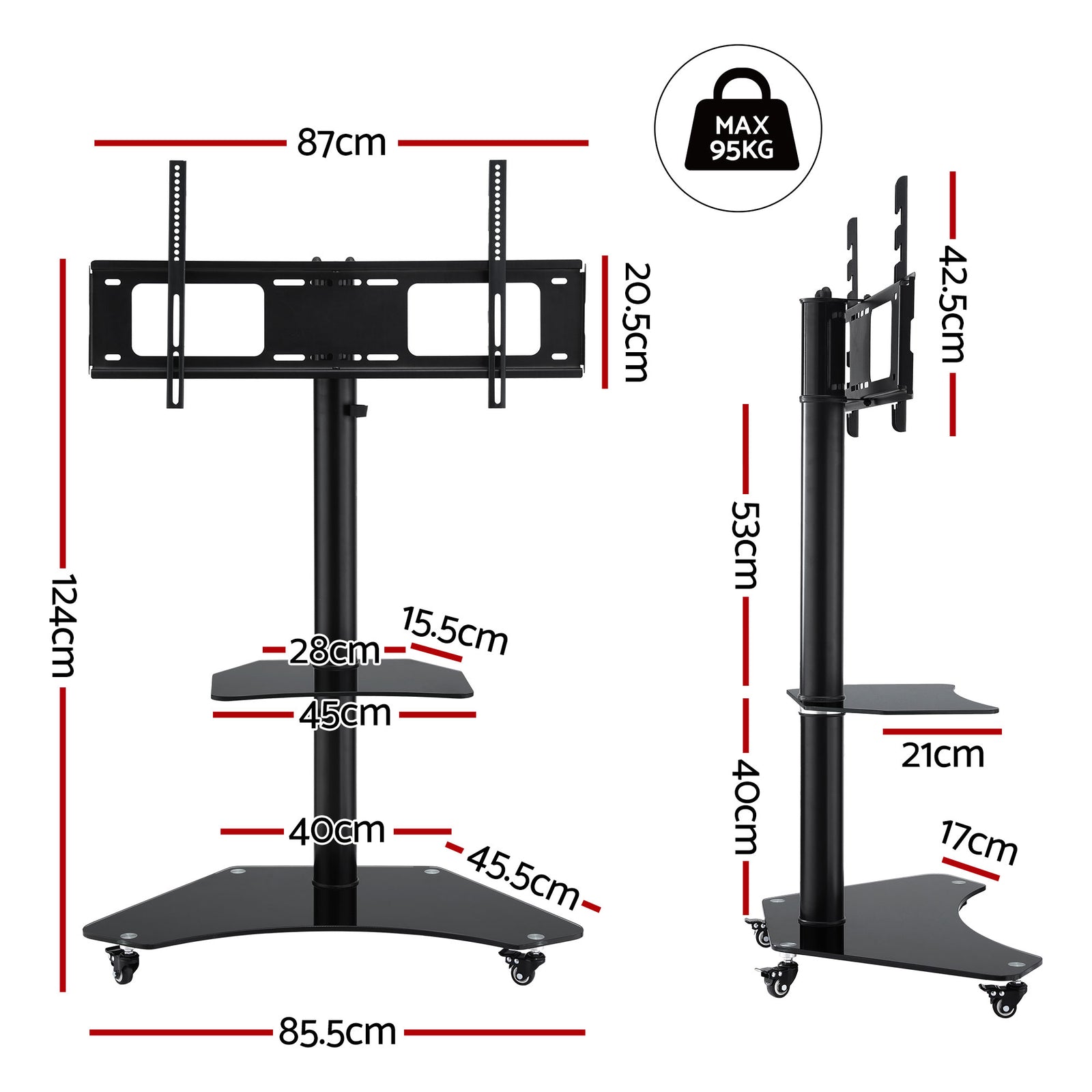 Artiss 40-100" TV Stand Mount Bracket Universal Adjustable Height with Wheels