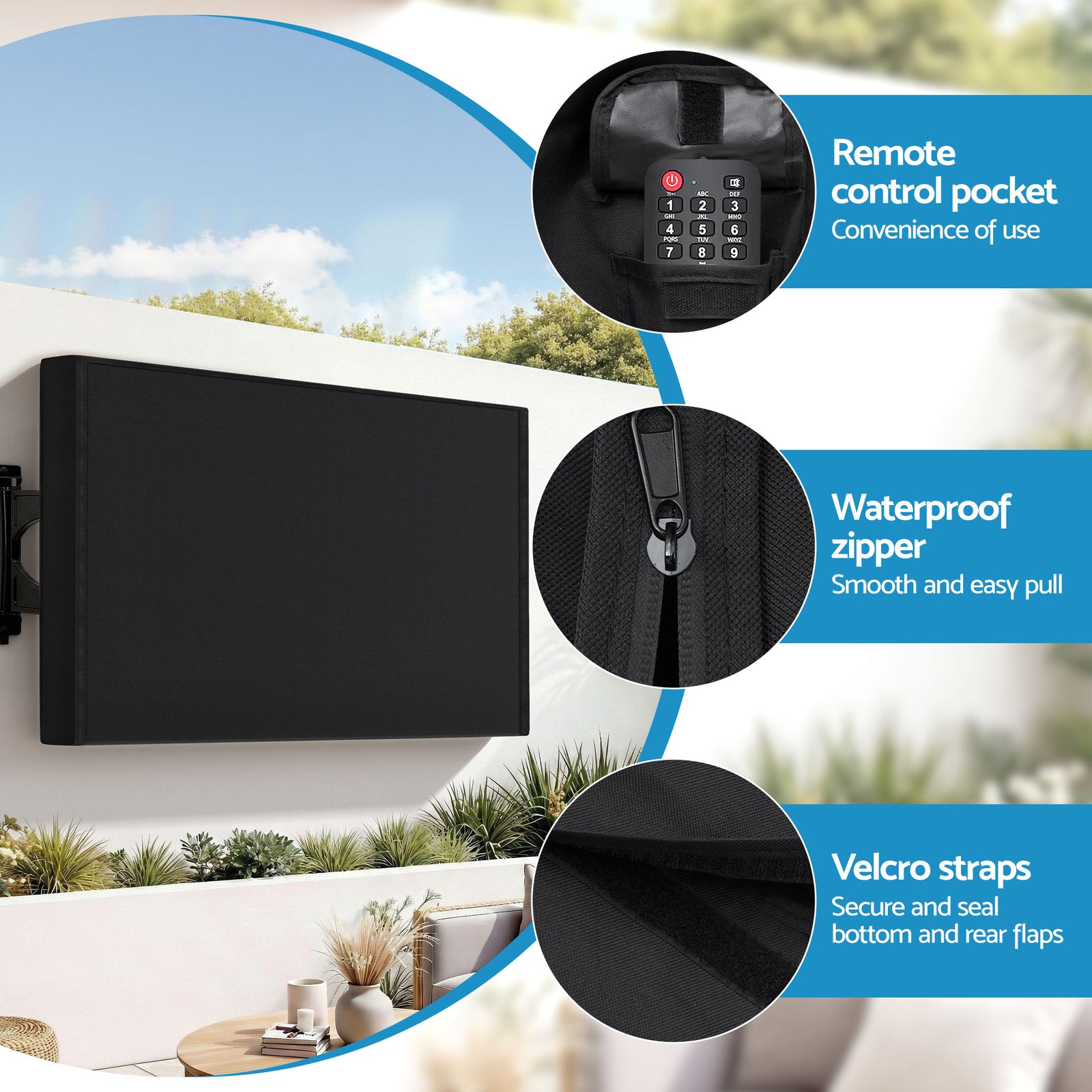 Artiss 55-58 Inch TV Cover Waterproof Outdoor Patio Flat Television Protector