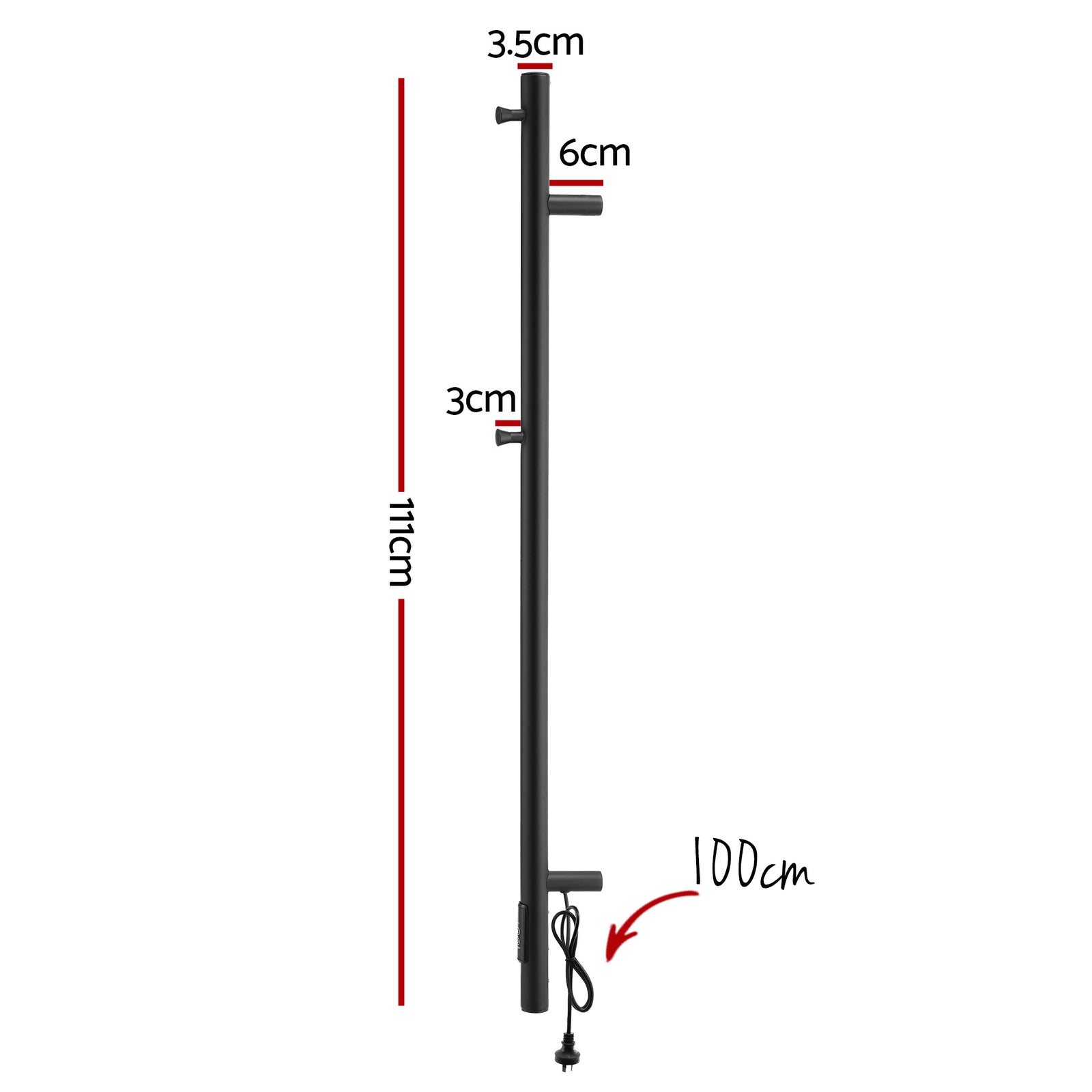 Devanti Heated Towel Rail with Timer Vertical Electric Heater Warmer Rack Black