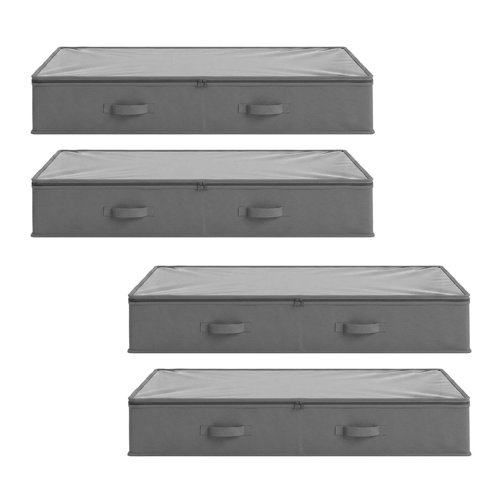 Artiss Under Bed Storage Containers X4 90L Boxes Organiser Clear Top Fabric Grey