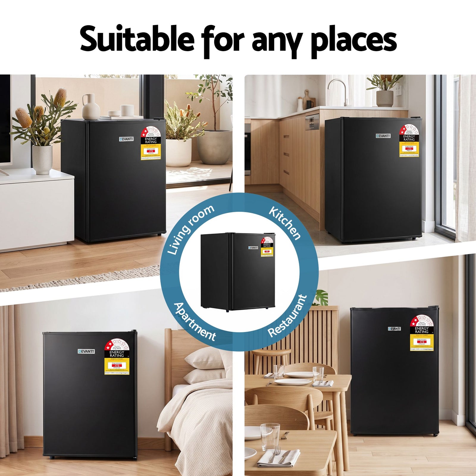 Devanti 42L Upright Freezer Fridge Black