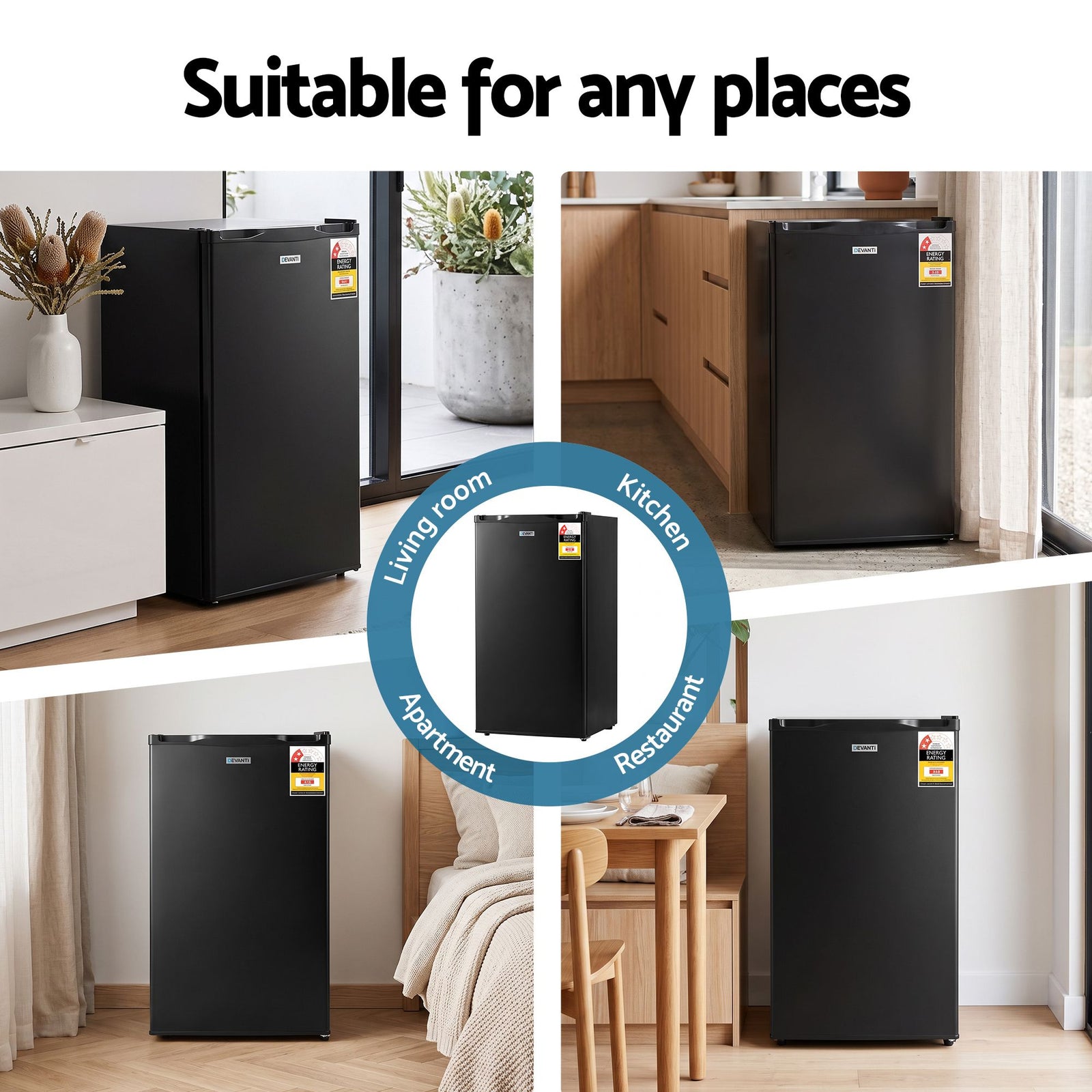 Devanti 81L Upright Freezer Fridge Black