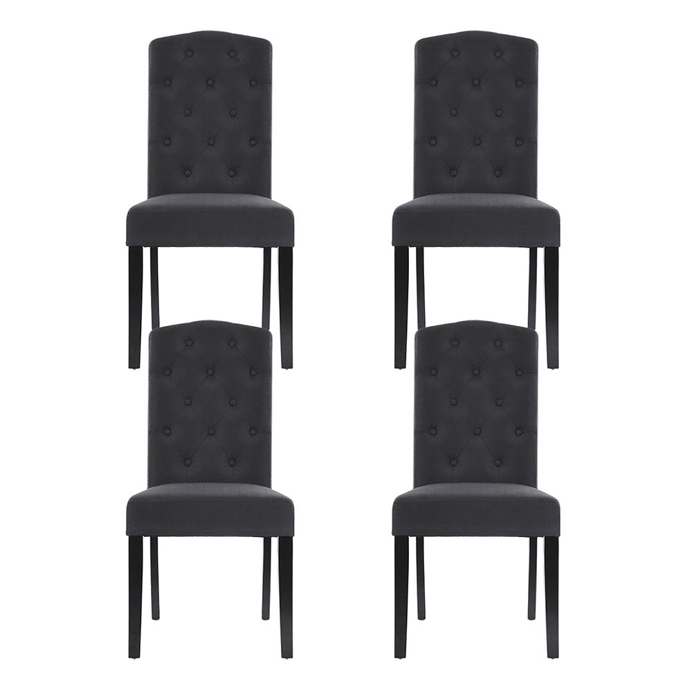 Artiss Dining Chairs Set of 4 Linen Parsons Chair Dark Grey