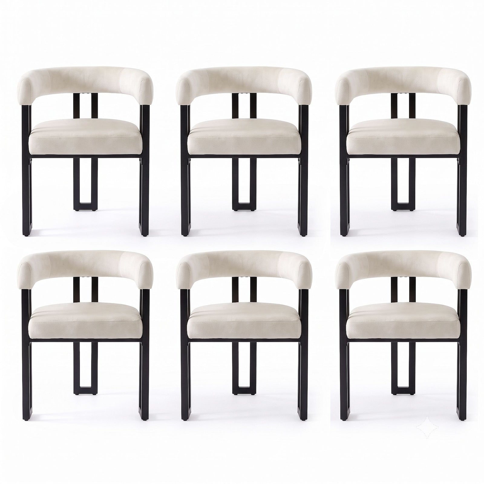 Artiss Dining Chairs Set of 6 Velvet Upholstered Barrel Chairs with Curved Armrests & Back Beige