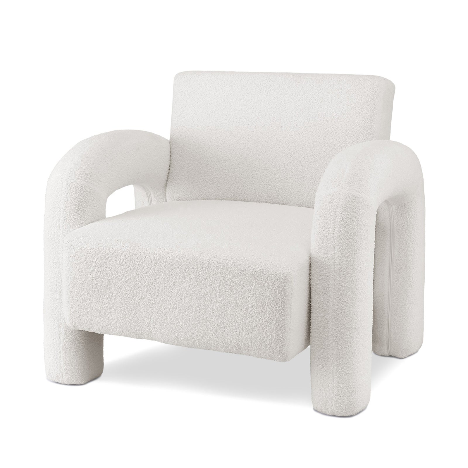 Artiss Armchair Accent Chair Lounge Sofa Couch Curved Seat Boucle White