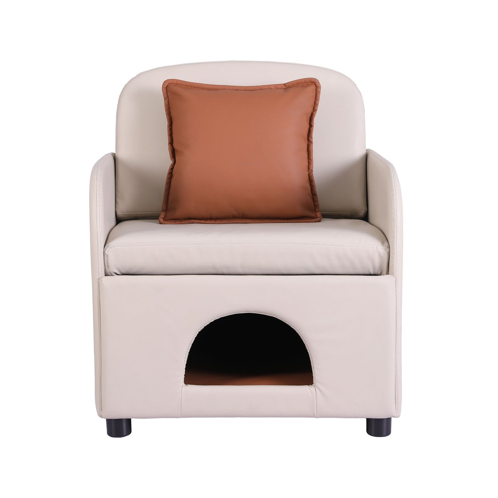 Artiss Armchair PU Leather Pet Accent Lounge Chair Cushion Beige