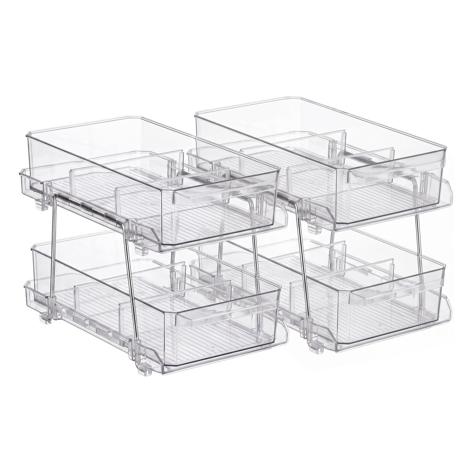 Artiss 2 Pack Clear Pull Out Cabinet Organiser 2 Tier Storage Drawers