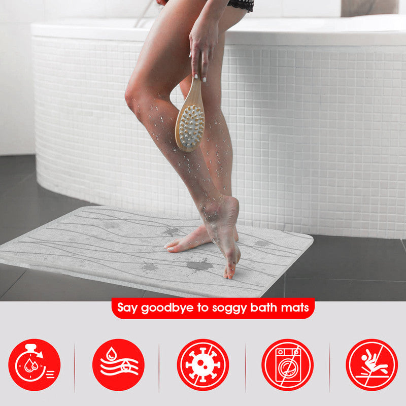 Hivvago Diatomaceous Earth Stone Bath Mat Fast Drying Non Slip Bathroom Mat