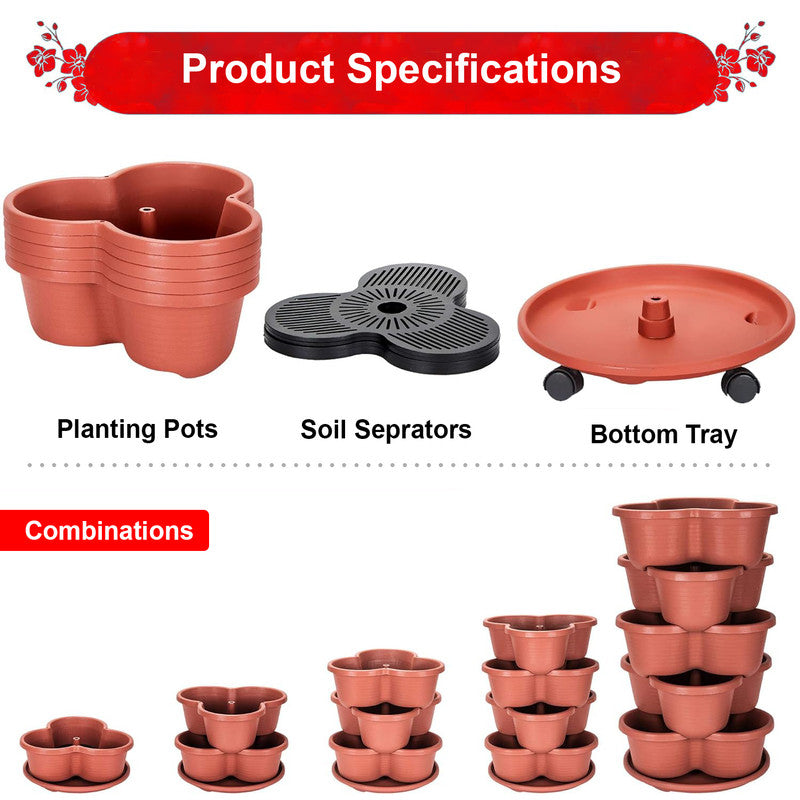 Hivvago 5-Tier Vertical Garden Planter – Stackable Indoor/Outdoor Pot with Base