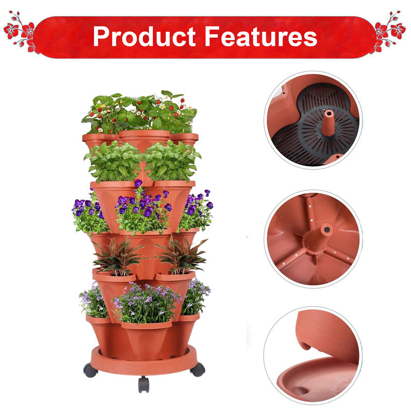 Hivvago 5-Tier Vertical Garden Planter – Stackable Indoor/Outdoor Pot with Base
