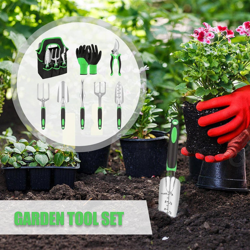 Hivvago 8-Piece Stainless Steel Garden Tool Set with Tote & Gloves
