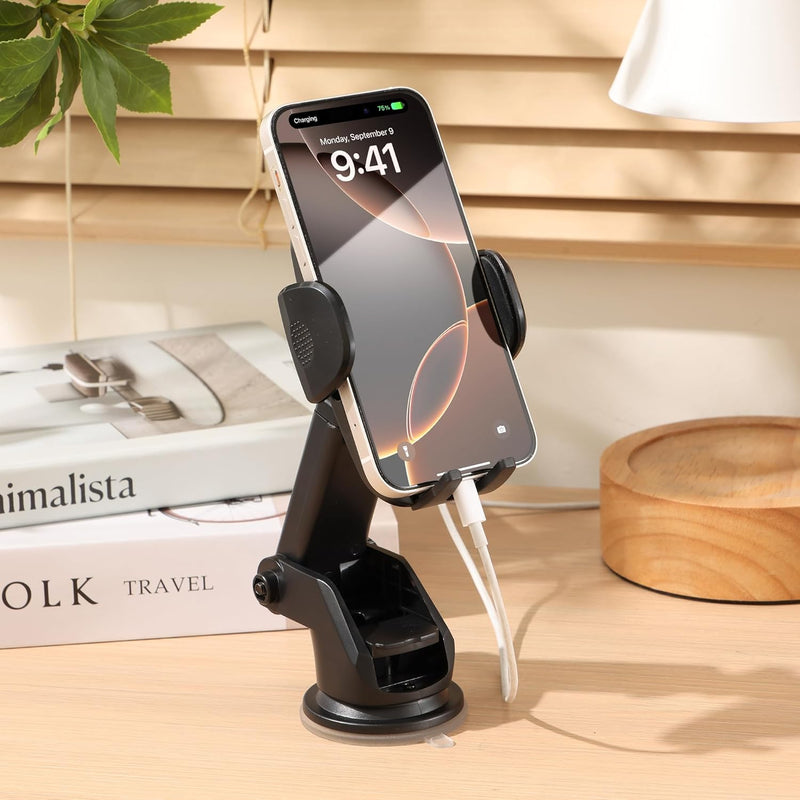 Urbanoki 4 in 1 Car Phone Holder Dashboard Windshield Vent Mount for All Phones - Black