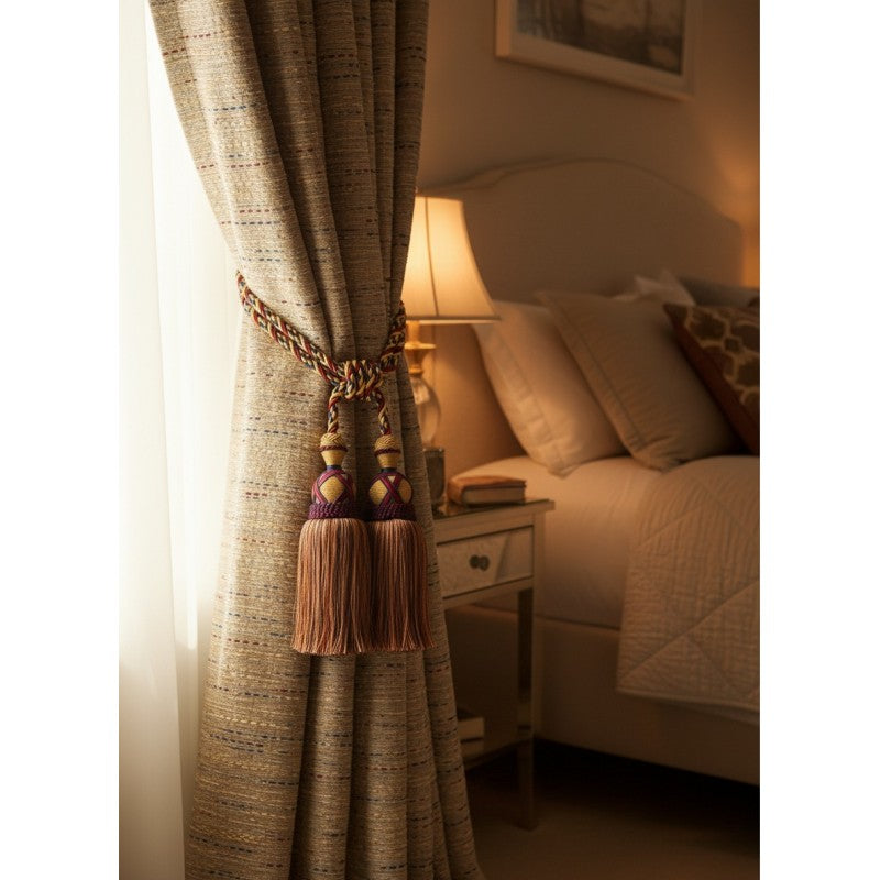 Multi Coloured Double Tassel Curtain Tieback
