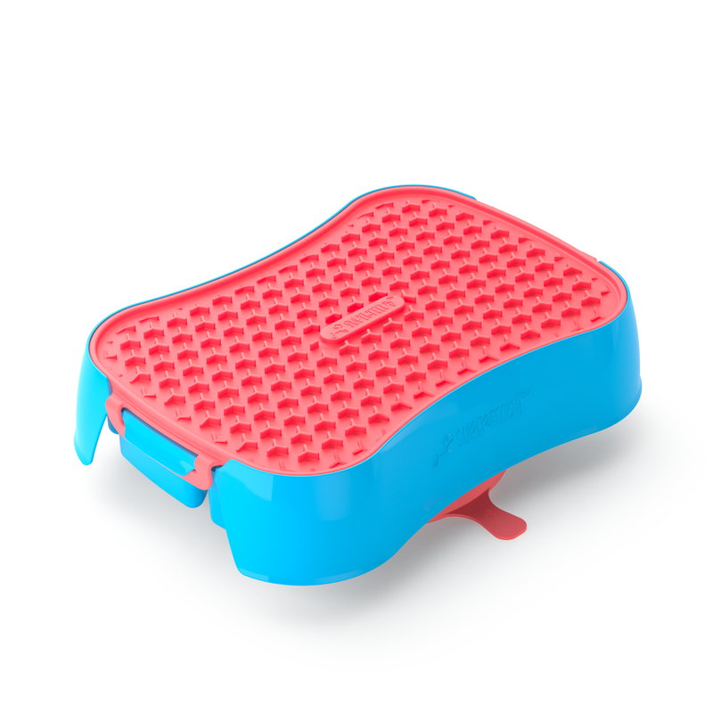 4-in-1 Slow Feeder Dog Bowl - Blue Bowl and Warm Ocean Red Lickmat