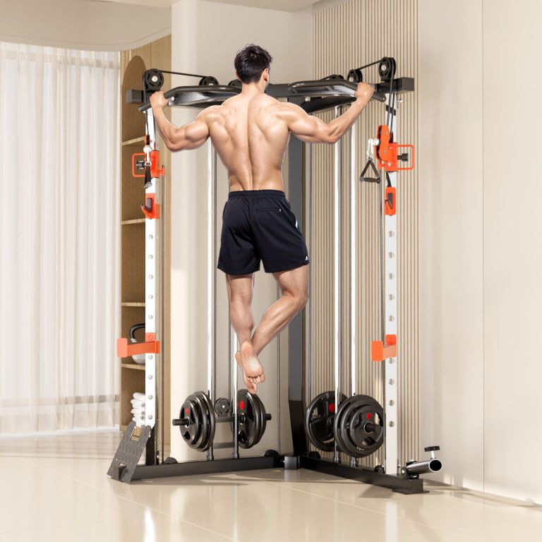 SmartFit C1 Max Multi Functional Cable Crossover Station 130kgs Pin Loaded Machine + Multi Func Bench+7Ft Olympic Barbell + 100kgs Weights