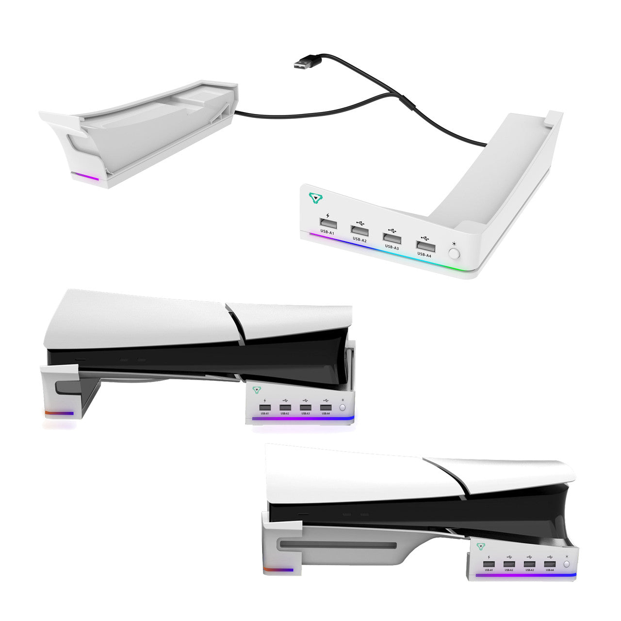 Laser Gaming PS5 Slim RGB Horizontal Stand with 4 USB Ports