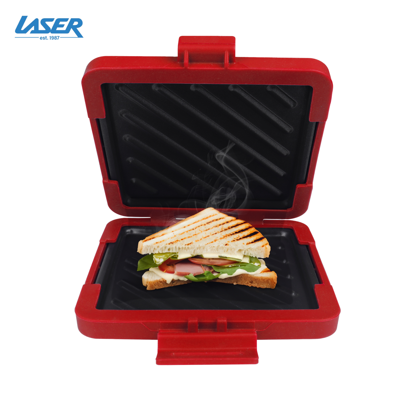 Laser Microwave Toastie Maker with Heatwave Tech Red