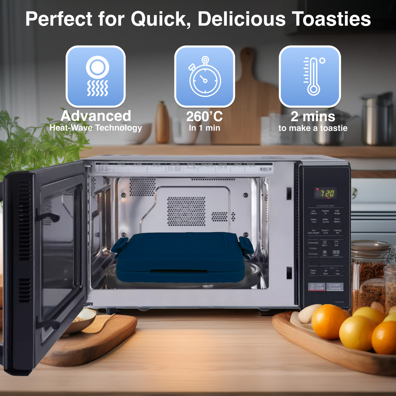 Laser Heatwave Tech Microwave Toastie Maker Blue