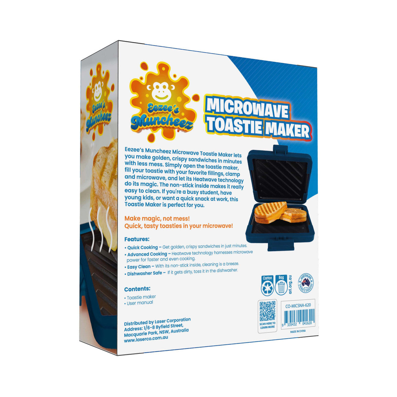 Laser Heatwave Tech Microwave Toastie Maker Blue