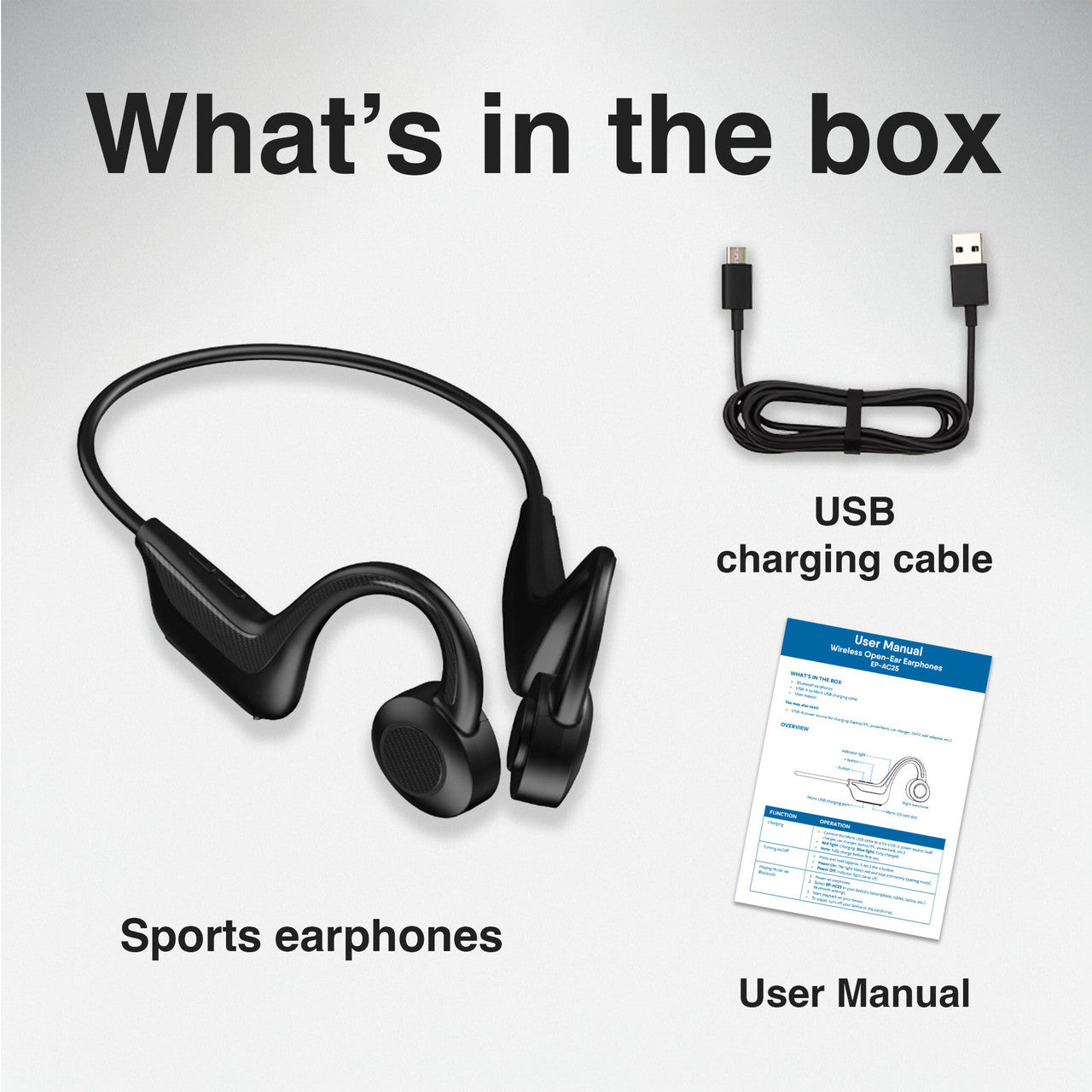 Laser Wireless Open Ear Earphones Black